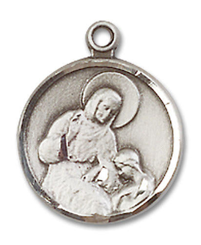 St Ann Medal - Sterling Silver 5/8 x 1/2 Round Pendant 0601ASS