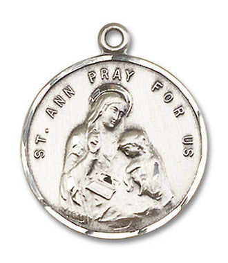 St. Ann Medal - Sterling Silver 7/8" x 3/4" Round Pendant (0701ASS)