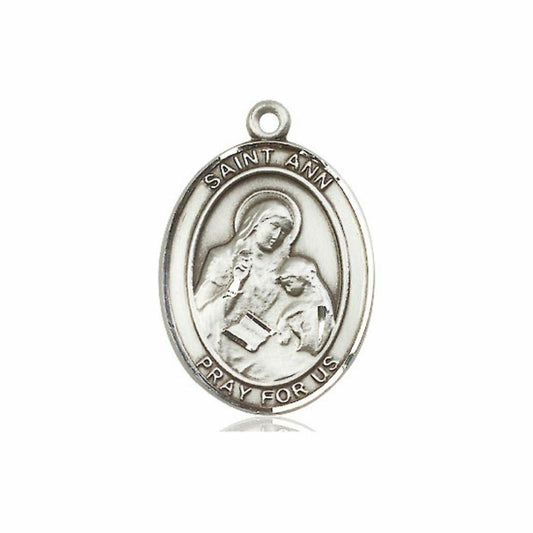 St Ann Medal - Sterling Silver Oval Pendant 3 Sizes