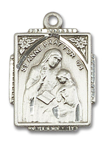 St Anne Medal - Sterling Silver 3/4 x 1/2 Rectangular Pendant 0804AESS