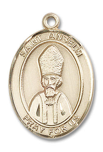 St Anselm Medal - 14kt Gold Oval Pendant 3 Sizes
