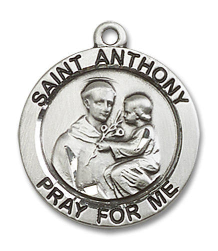 St Anthony Medal - Sterling Silver 3/4 x 3/4 Round Pendant 4052SS