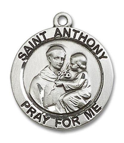 St Anthony Medal - Sterling Silver 3/4 x 3/4 Round Pendant 4052SS