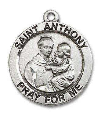 St. Anthony Medal - Sterling Silver 3/4" x 3/4" Round Pendant (4052SS)