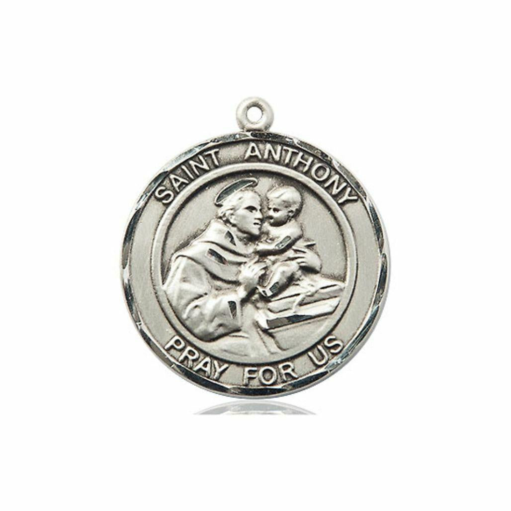 St Anthony Medal - Sterling Silver Round Pendant 2 Sizes