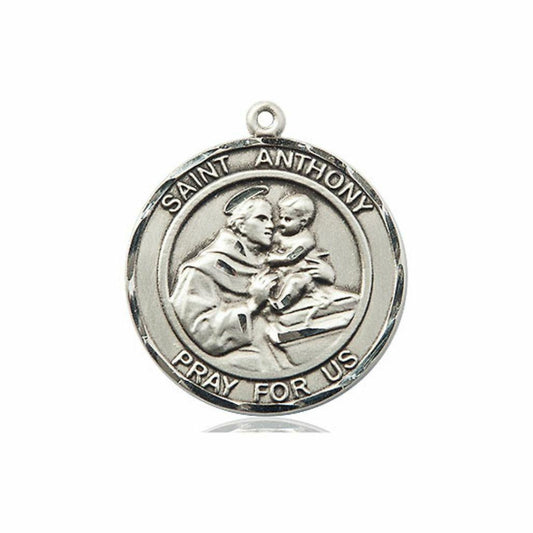 St Anthony Medal - Sterling Silver Round Pendant 2 Sizes