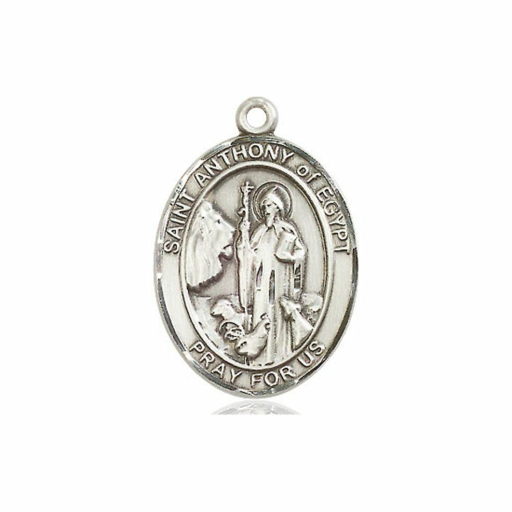 St Anthony of Egypt Medal - Sterling Silver Oval Pendant 3 Sizes