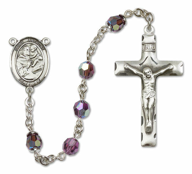 St Anthony of Padua Sterling Silver Rosary - 16 Color Options 8004/0644
