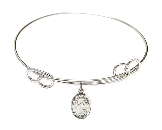 St Apollonia Double Loop Bangle Bracelet - Sterling Silver Charm 9005SS