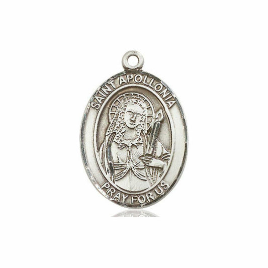 St Apollonia Medal - Sterling Silver Oval Pendant 3 Sizes