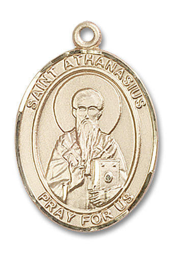 St Athanasius Medal - 14kt Gold Oval Pendant 3 Sizes