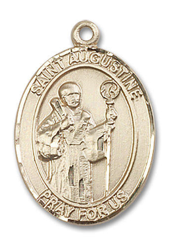St Augustine Medal - 14kt Gold Oval Pendant 3 Sizes