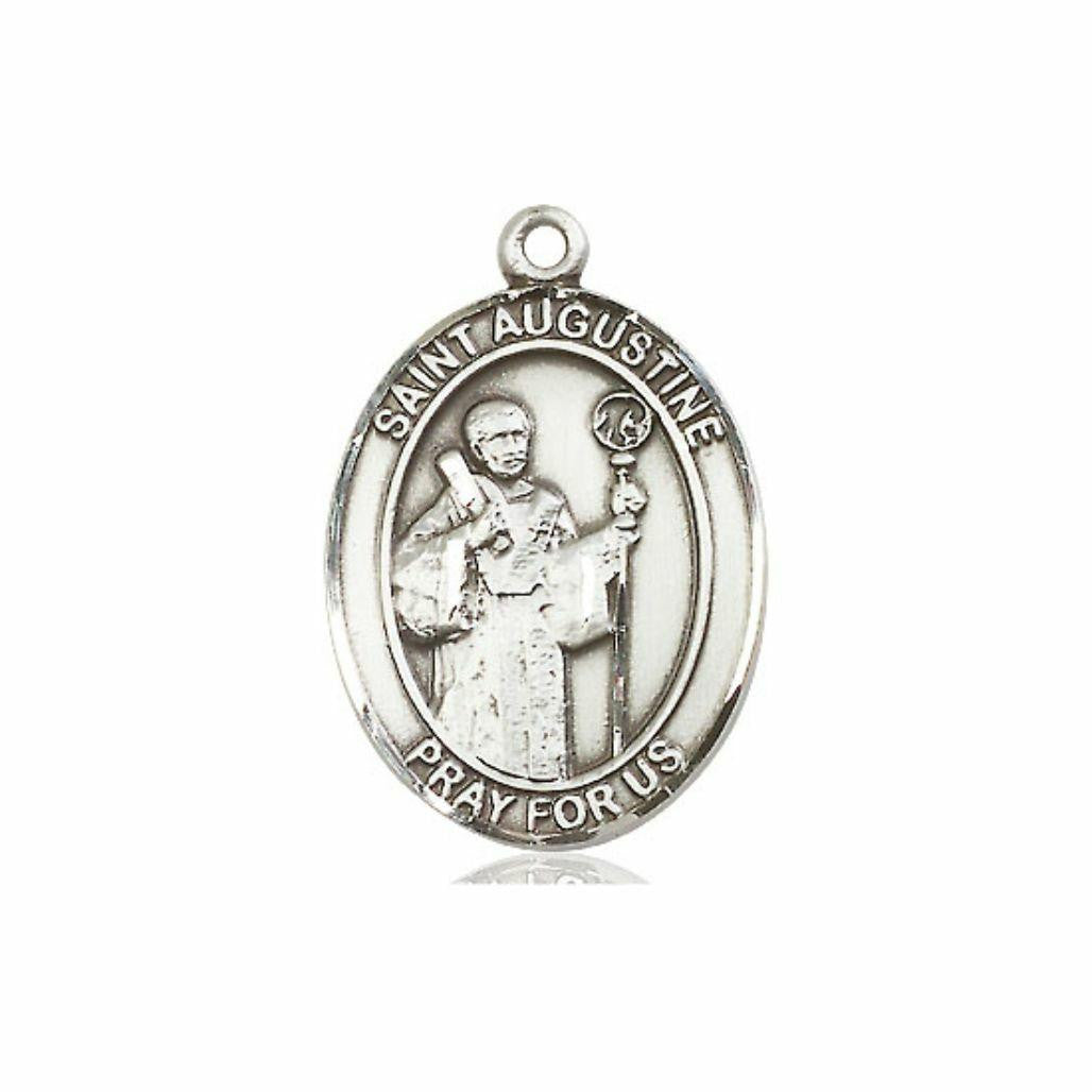 St Augustine Medal - Sterling Silver Oval Pendant 3 Sizes