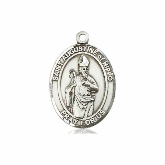 St Augustine of Hippo Medal - Sterling Silver Oval Pendant 3 Sizes