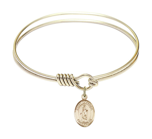 St Barbara Round Eye Hook Bangle Bracelet - Gold-Filled Charm - 6.25 Inch 9006GF
