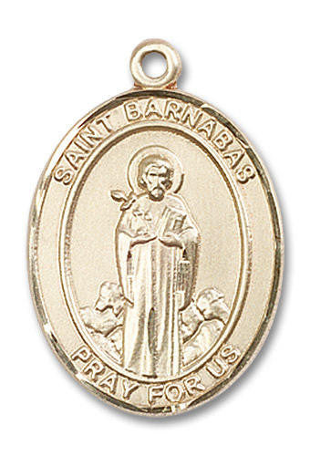 St Barnabas Medal - 14kt Gold Oval Pendant 3 Sizes