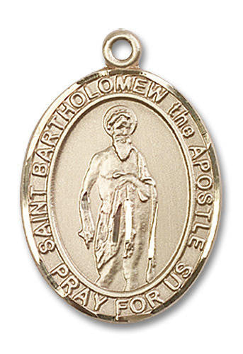 St Bartholomew Medal - 14kt Gold Oval Pendant 3 Sizes
