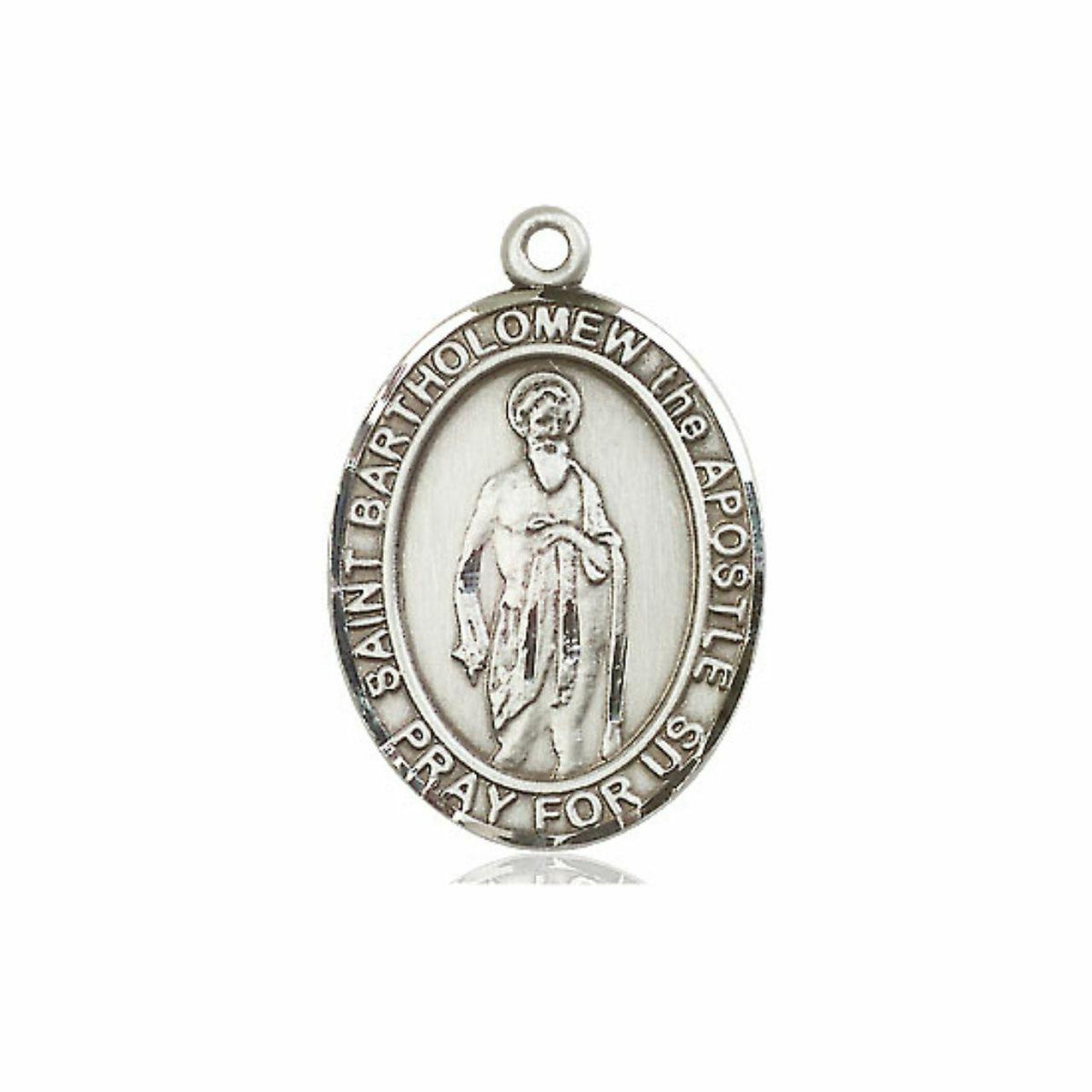 St Bartholomew Medal - Sterling Silver Oval Pendant 3 Sizes