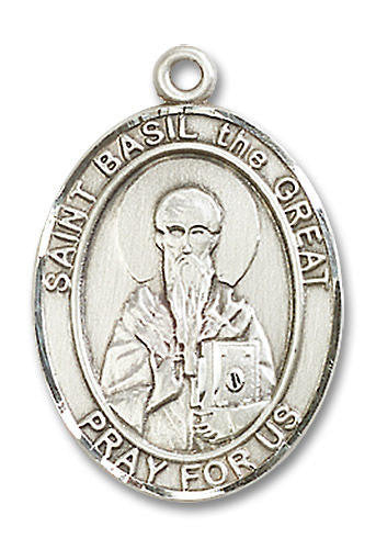 St Basil The Great Medal - Sterling Silver Oval Pendant 3 Sizes
