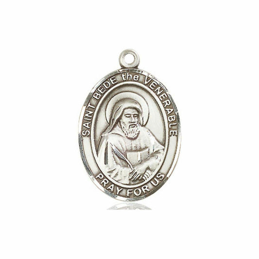 St Bede The Venerable Medal - Sterling Silver Oval Pendant 3 Sizes