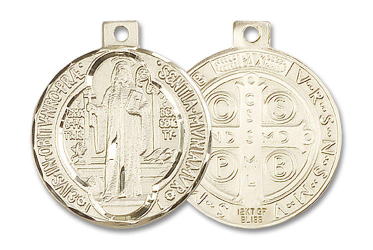 14kt Gold St Benedict Medal - Round Pendant 2 Sizes