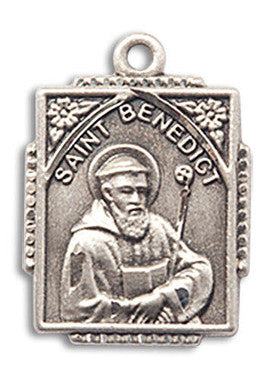 St. Benedict Medal - Sterling Silver 3/4" x 1/2" Rectangular Pendant (0804BSS)