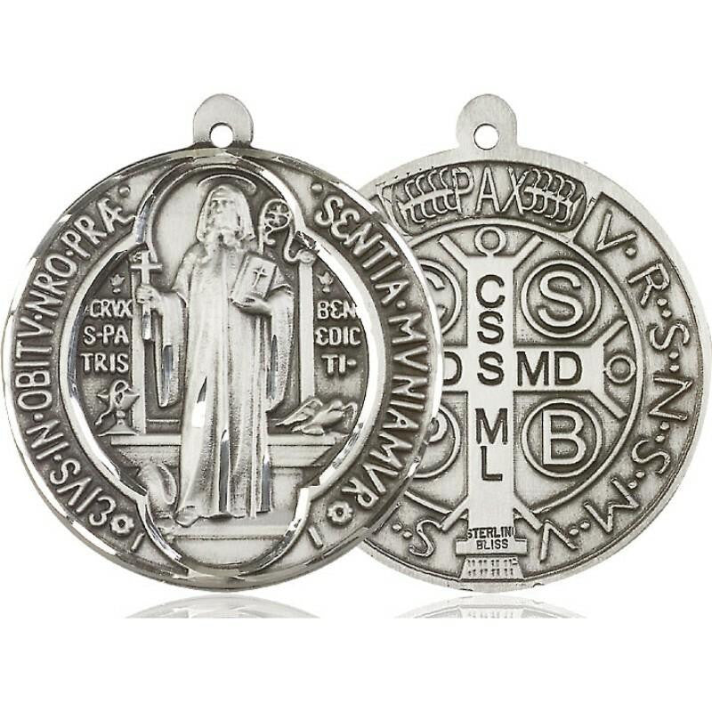 St Benedict Medal - Sterling Silver Round Pendant 2 Sizes