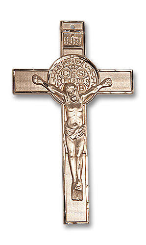 St Benedict Pectoral Crucifix Pendant - 14kt Gold 3 x 1 3/4 5638