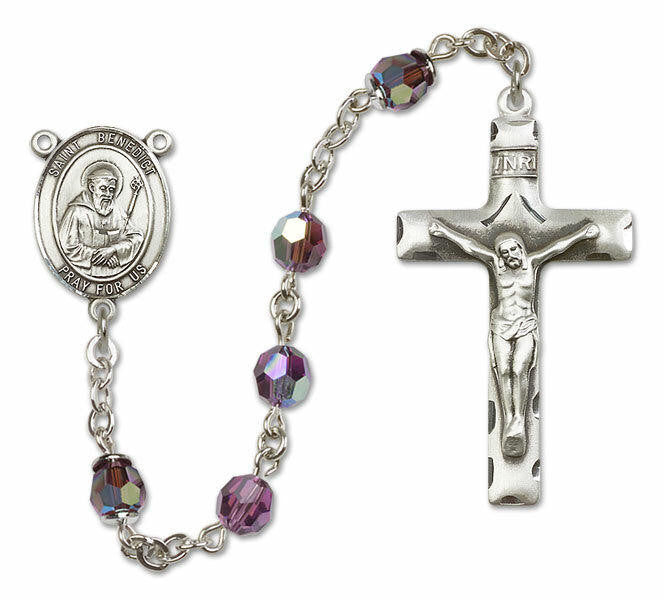 St Benedict Sterling Silver Rosary - 16 Color Options 8008/0644