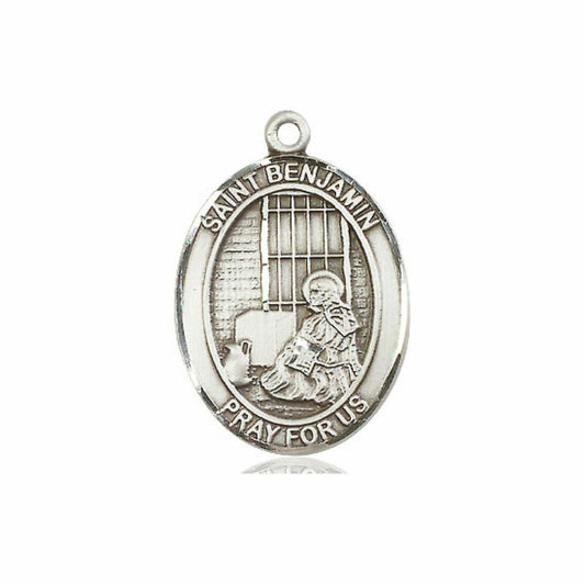 St Benjamin Medal - Sterling Silver Oval Pendant 3 Sizes