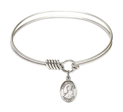 St Benjamin Round Eye Hook Bangle Bracelet - Sterling Silver Charm - 6.25 Inch 9013SS