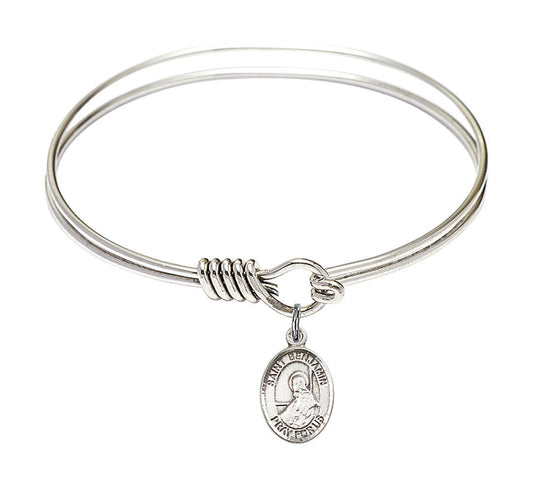 St Benjamin Round Eye Hook Bangle Bracelet - Sterling Silver Charm - 6.25 Inch 9013SS