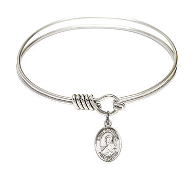 St. Benjamin Round Eye Hook Bangle Bracelet - Sterling Silver Charm - 6.25 Inch (9013SS)