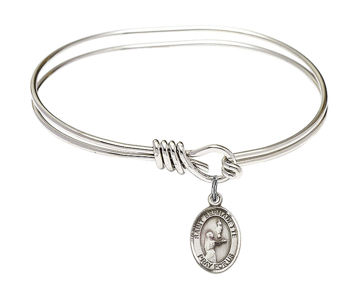 St Bernadette Eye Hook Bangle Bracelet - Sterling Silver Charm 9017SS