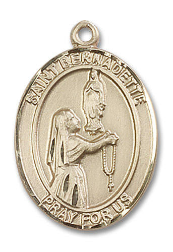 St Bernadette Medal - 14kt Gold Oval Pendant 3 Sizes