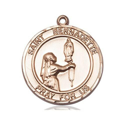 St Bernadette Medal - 14kt Gold Round Pendant 2 Sizes