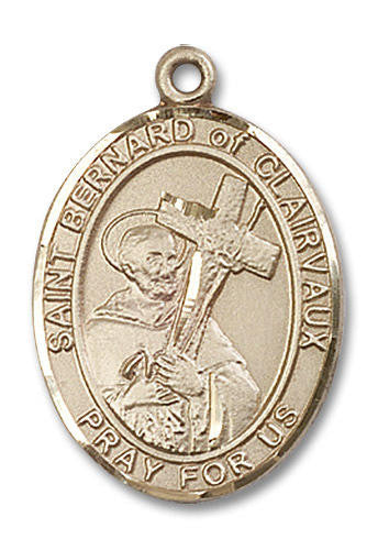 St Bernard of Clairvaux Medal - 14kt Gold Oval Pendant 3 Sizes