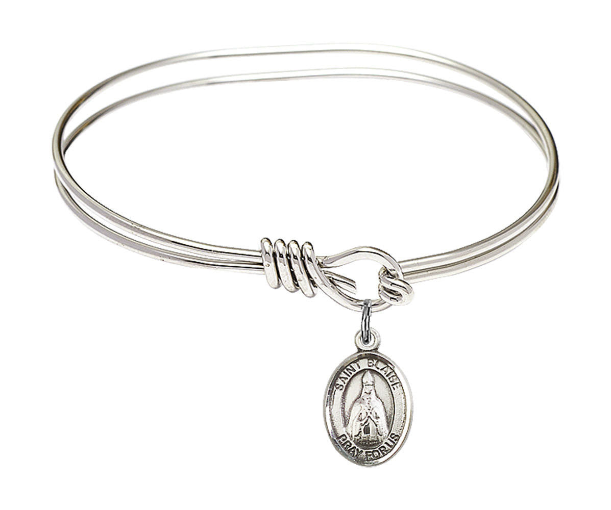 St Blaise Eye Hook Bangle Bracelet - Sterling Silver Charm 9010SS