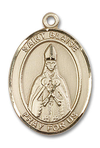 St Blaise Medal - 14kt Gold Oval Pendant 3 Sizes