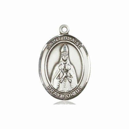 St Blaise Medal - Sterling Silver Oval Pendant 3 Sizes
