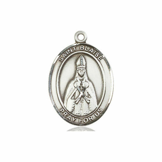 St Blaise Medal - Sterling Silver Oval Pendant 3 Sizes