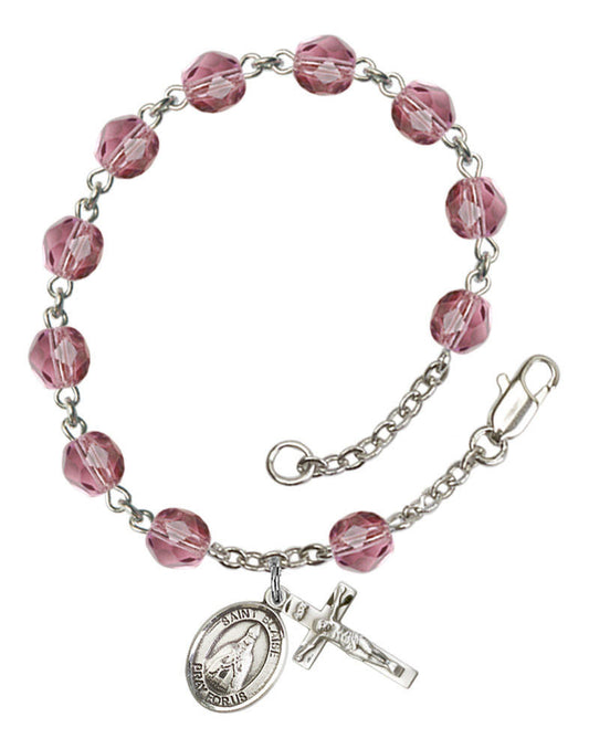 St Blaise Rosary Bracelet With 6MM Fire Polished Beads RB6000AMS9010