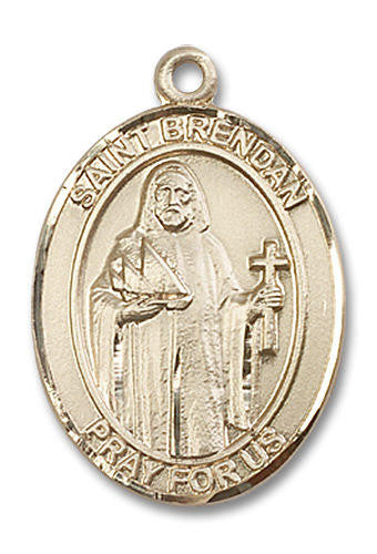 St Brendan Medal - 14kt Gold Oval Pendant 3 Sizes