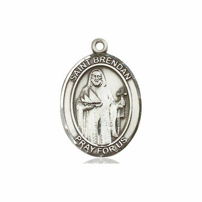 St Brendan Medal - Sterling Silver Oval Pendant 3 Sizes