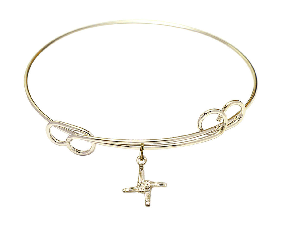 St Brigid Cross Double Loop Bangle Bracelet - 3/8 Gold-Filled Charm