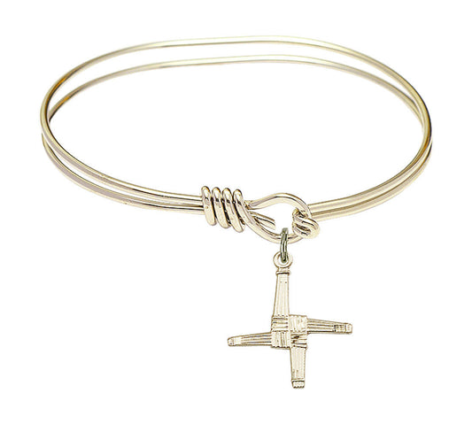 St Brigid Cross Eye Hook Bangle Bracelet - Gold-Filled Charm 0290GF