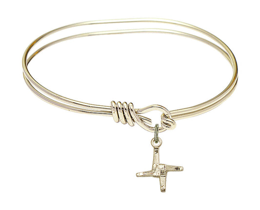 St Brigid Cross Eye Hook Bangle Bracelet - Gold-Filled Charm 0291GF