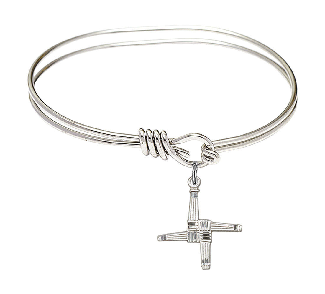 St Brigid Cross Eye Hook Bangle Bracelet - Sterling Silver Charm 0290SS