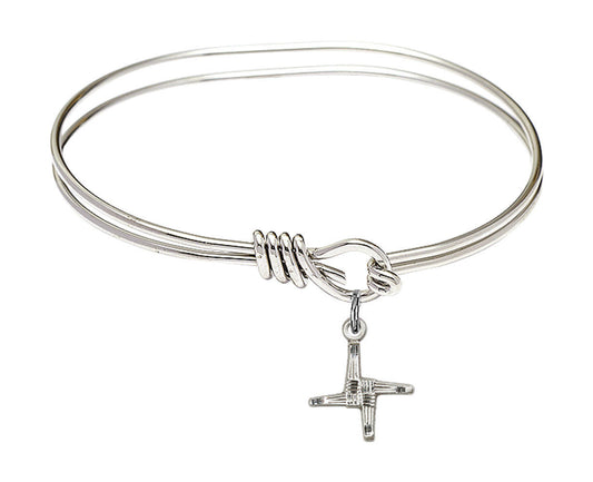 St Brigid Cross Eye Hook Bangle Bracelet - Sterling Silver Charm 0291SS