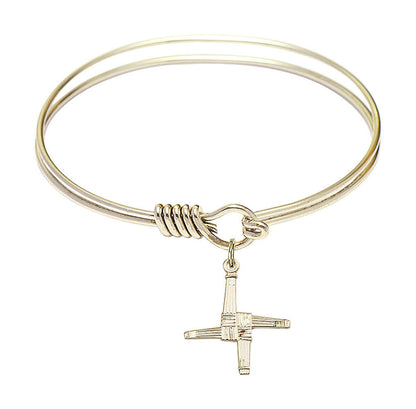 St Brigid Cross Round Eye Hook Bangle Bracelet - Gold-Filled Charm - 6.25 Inch 0290GF
